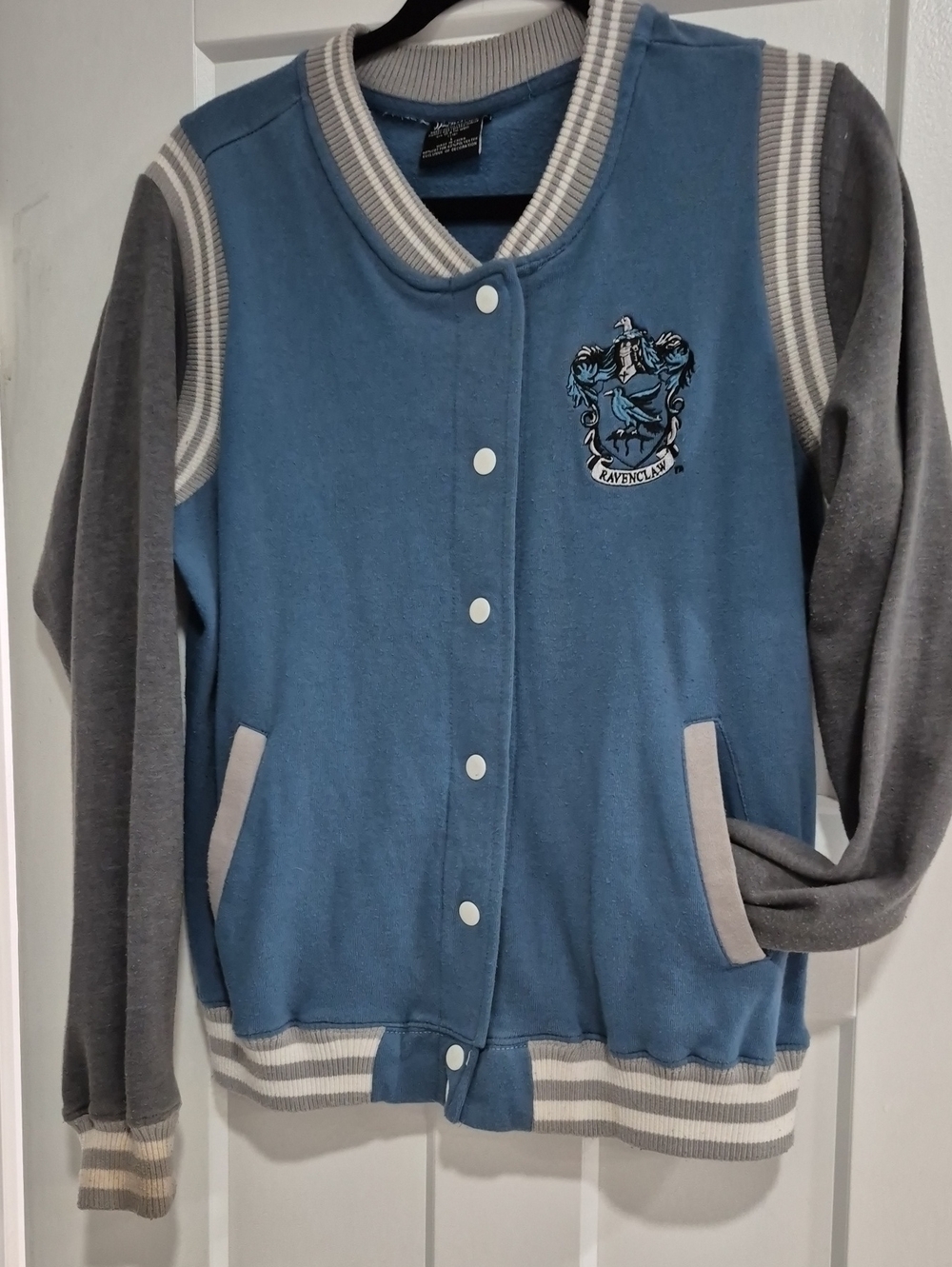 Ravenclaw-Inspired Blue and Gray Varsity Jacket